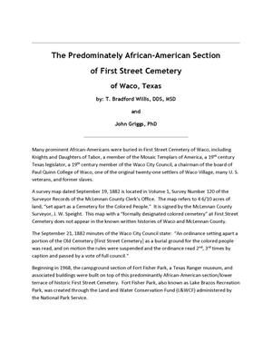 Primary view of object titled 'The Predominately African-American Section of First Street Cemetery of Waco, Texas'.