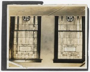 Primary view of object titled '[Photograph of Stained Glass Window Memorials]'.