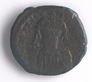 Primary view of object titled 'Coin of Byzantine Emperor Justin I'.
