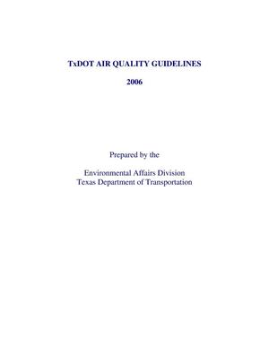 TxDOT Air Quality Guidelines - 2006