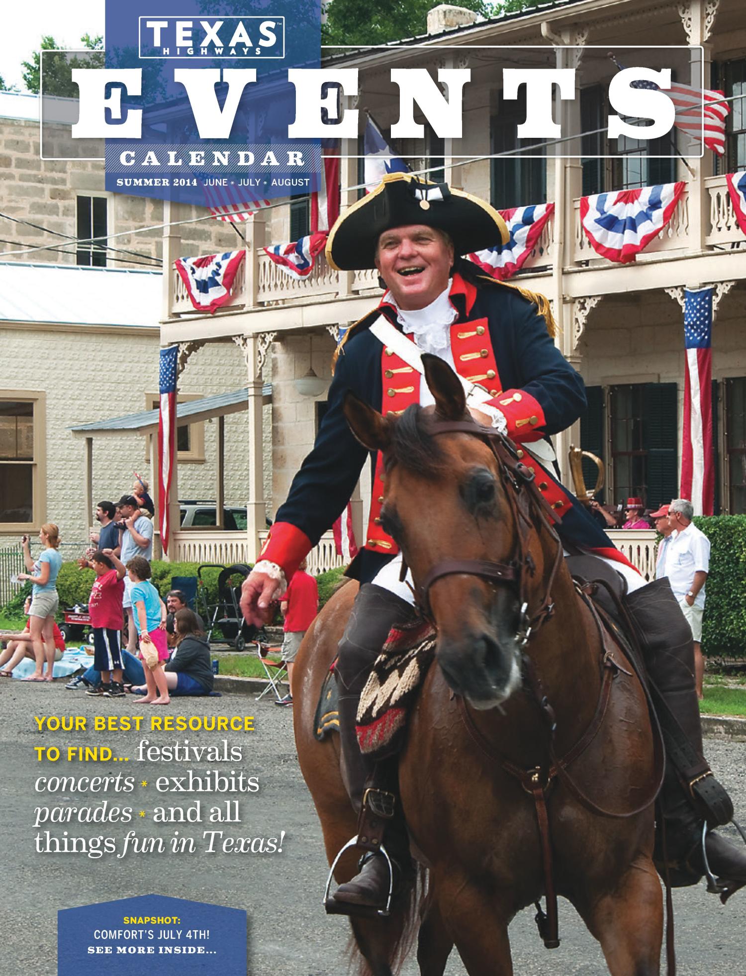 Texas Events Calendar, Summer 2014
                                                
                                                    Front Cover
                                                