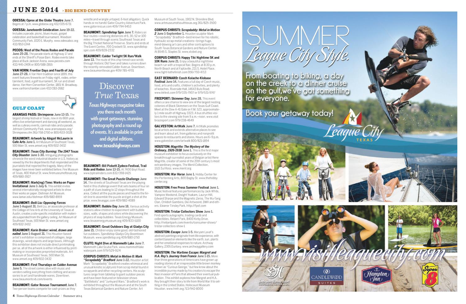 Texas Events Calendar, Summer 2014
                                                
                                                    4
                                                