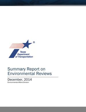 TxDOT Summary Report on Environmental Reviews