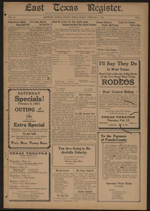 East Texas Register. (Carthage, Tex.), Vol. 20, No. 5, Ed. 1 Friday, February 4, 1921