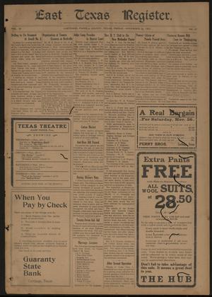 East Texas Register. (Carthage, Tex.), Vol. 20, No. 47, Ed. 1 Friday, November 25, 1921