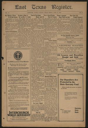 East Texas Register. (Carthage, Tex.), Vol. 19, No. 17, Ed. 1 Friday, April 23, 1920