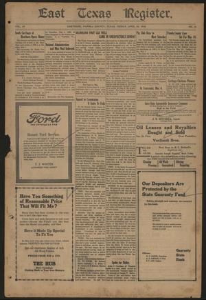 East Texas Register. (Carthage, Tex.), Vol. 19, No. 18, Ed. 1 Friday, April 30, 1920
