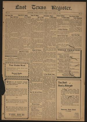 East Texas Register. (Carthage, Tex.), Vol. 20, No. 16, Ed. 1 Friday, April 22, 1921