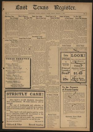 East Texas Register. (Carthage, Tex.), Vol. 2, No. 10, Ed. 1 Friday, March 11, 1921