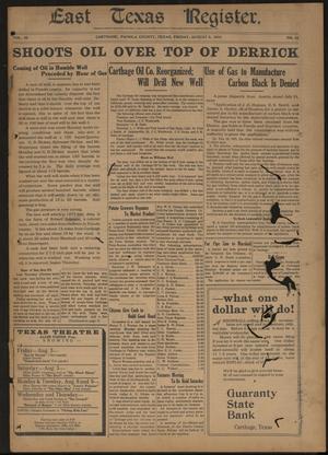 East Texas Register. (Carthage, Tex.), Vol. 20, No. 31, Ed. 1 Friday, August 5, 1921