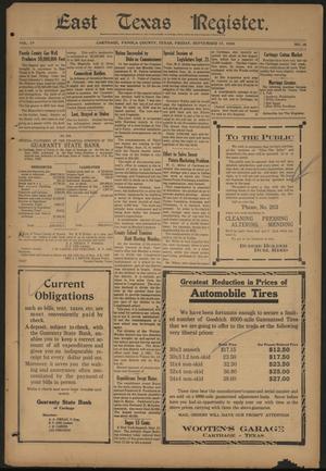 East Texas Register. (Carthage, Tex.), Vol. 19, No. 38, Ed. 1 Friday, September 17, 1920