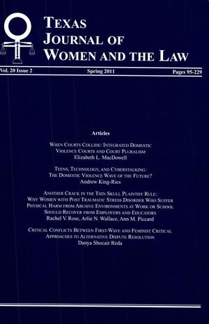 Primary view of object titled 'Texas Journal of Women and the Law, Volume 20, Number 2, Spring 2011'.