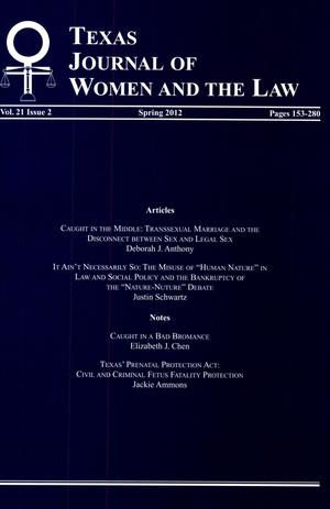 Texas Journal of Women and the Law, Volume 21, Number 2, Spring 2012