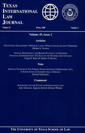 Primary view of object titled 'Texas International Law Journal, Volume 45, Number 2, Winter 2009'.