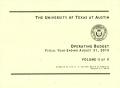 Thumbnail image of item number 1 in: 'University of Texas at Austin Operating Budget: 2015, Volume 2'.