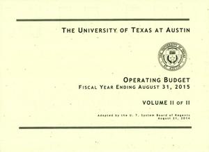 University of Texas at Austin Operating Budget: 2015, Volume 2