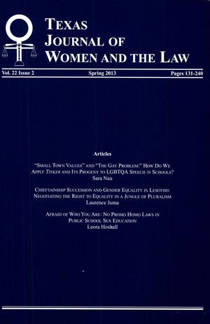 Texas Journal of Women and the Law, Volume 22, Number 2, Spring 2013