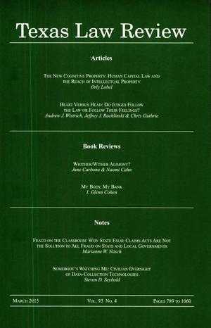 Primary view of object titled 'Texas Law Review, Volume 93, Number 4, March 2015'.