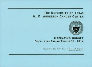 Primary view of object titled 'University of Texas M. D. Anderson Cancer Center Operating Budget: 2014'.
