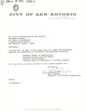 San Antonio Monthly Reports: November 1983