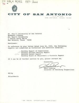 Primary view of object titled 'San Antonio Monthly Reports: June 1987'.
