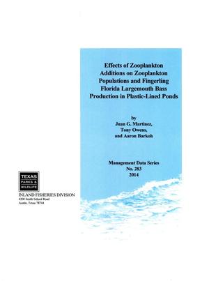 Effects of Zooplankton Additions on Zooplankton Populations and Fingerling Florida Largemouth Bass Production in Plastic-Lined Ponds