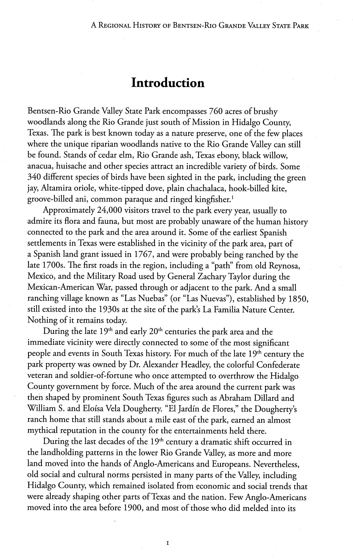 Refuge on the Rio Grande: A Regional History of Bentsen-Rio Grande Valley State Park
                                                
                                                    I
                                                