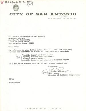Primary view of object titled 'San Antonio Monthly Reports: September 1983'.