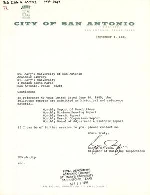 San Antonio Monthly Reports: August 1981
