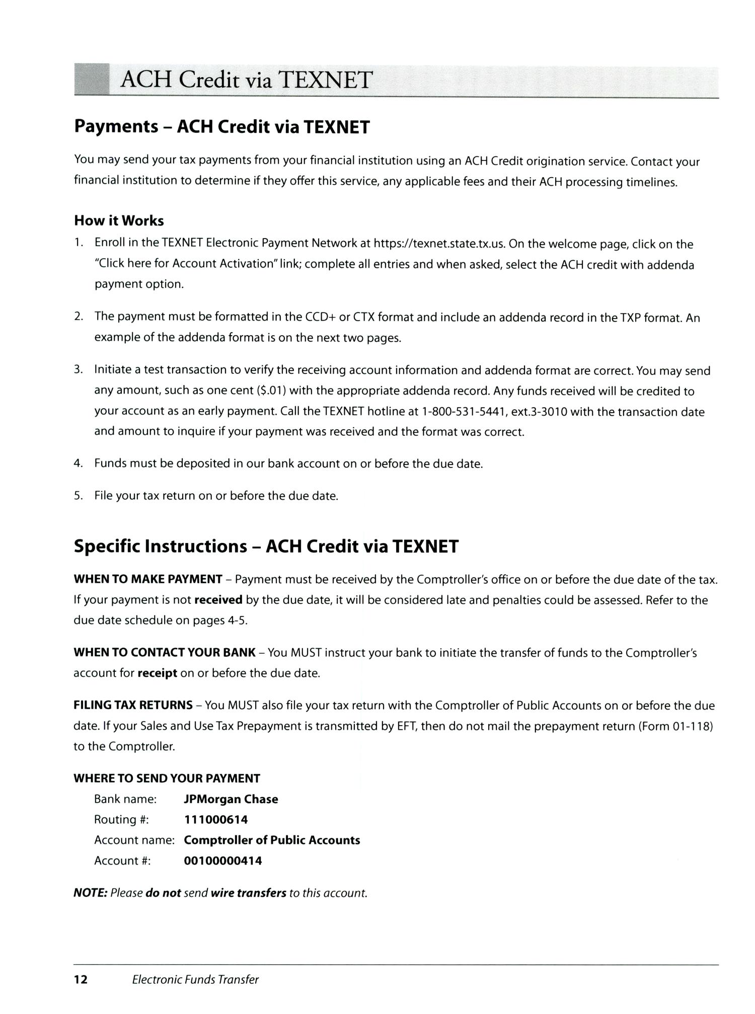 TEXNET Payment Instructions Booklet
                                                
                                                    12
                                                