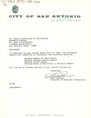 San Antonio Monthly Reports: November 1986