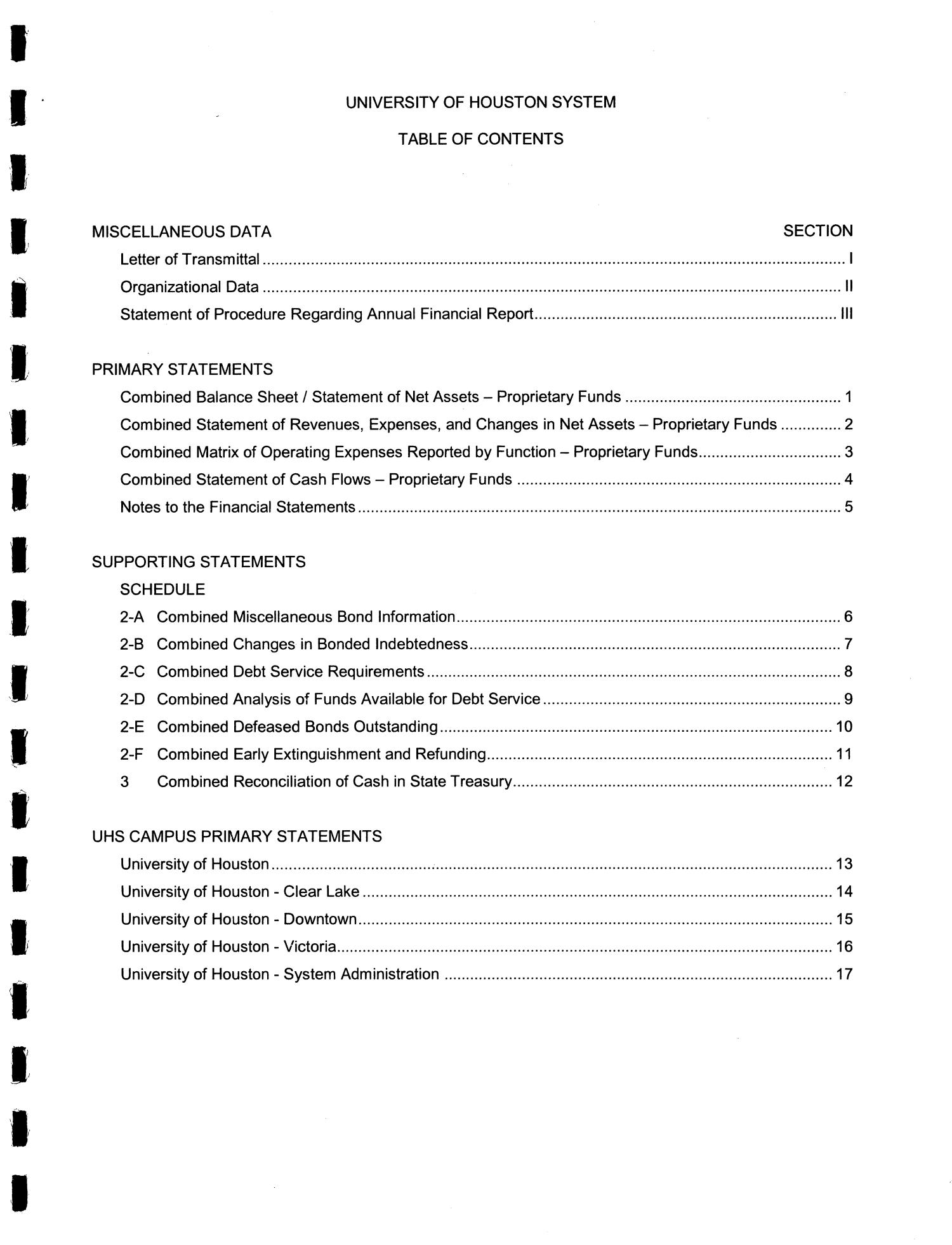 University of Houston System Annual Financial Report: 2014
                                                
                                                    Table Of Contents
                                                