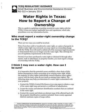 Primary view of object titled 'Water Rights in Texas: How to Report a Change of Ownership'.