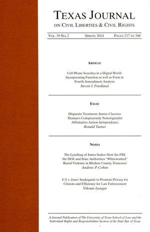 Primary view of object titled 'Texas Journal on Civil Liberties & Civil Rights, Volume 19, Number 2, Spring 2014'.