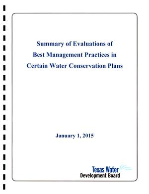 Primary view of object titled 'Summary of Evaluations of Best Management Practices in Certain Water Conservation Plans'.