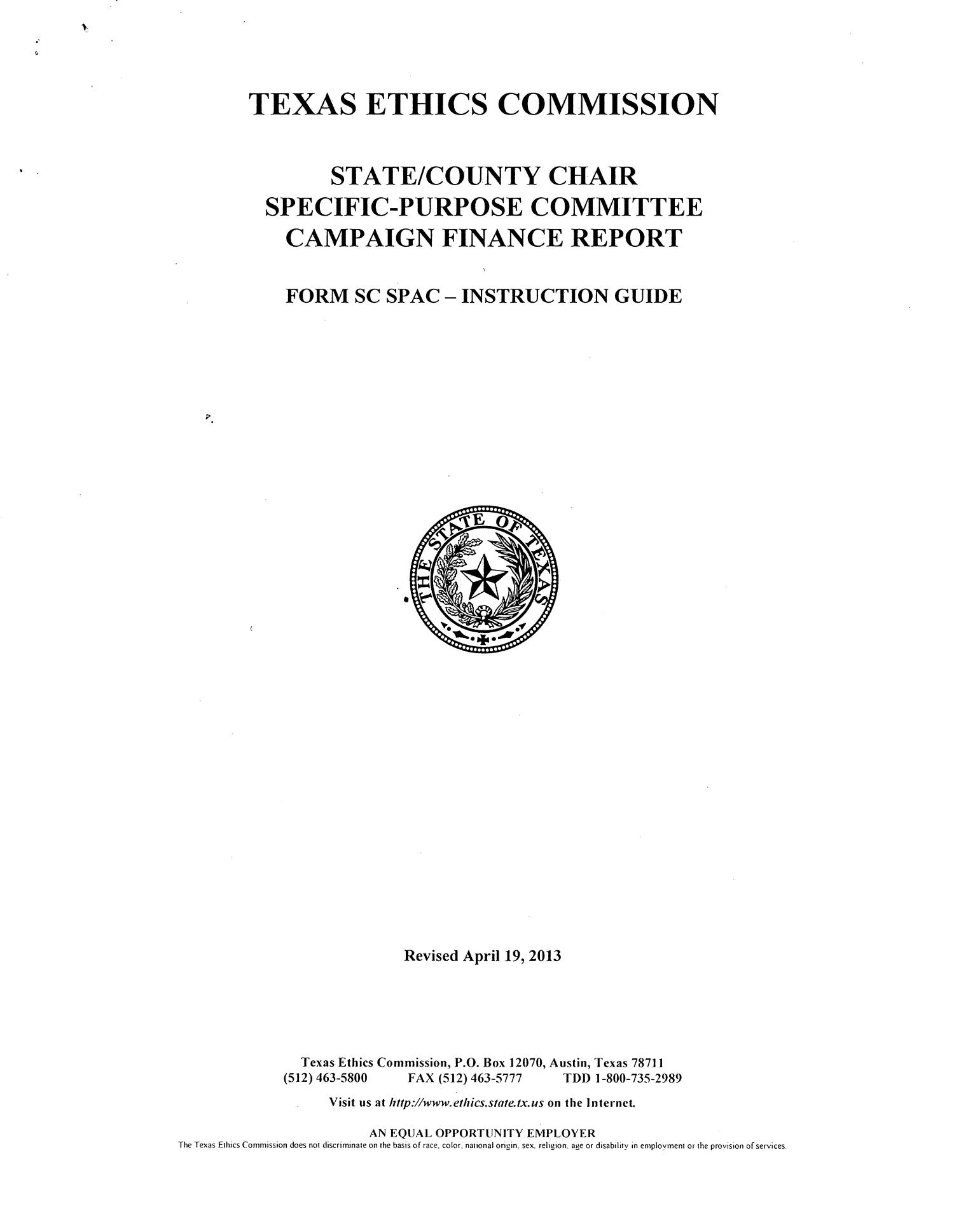 Form SC SPAC Instruction Guide: State/County Chair Specific-Purpose Committee Campaign Finance Report
                                                
                                                    Front Cover
                                                