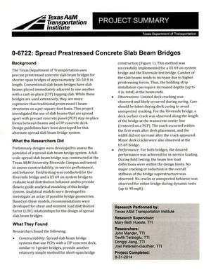 Project Summary: Spread Pre-stressed Concrete Slab Beam Bridges