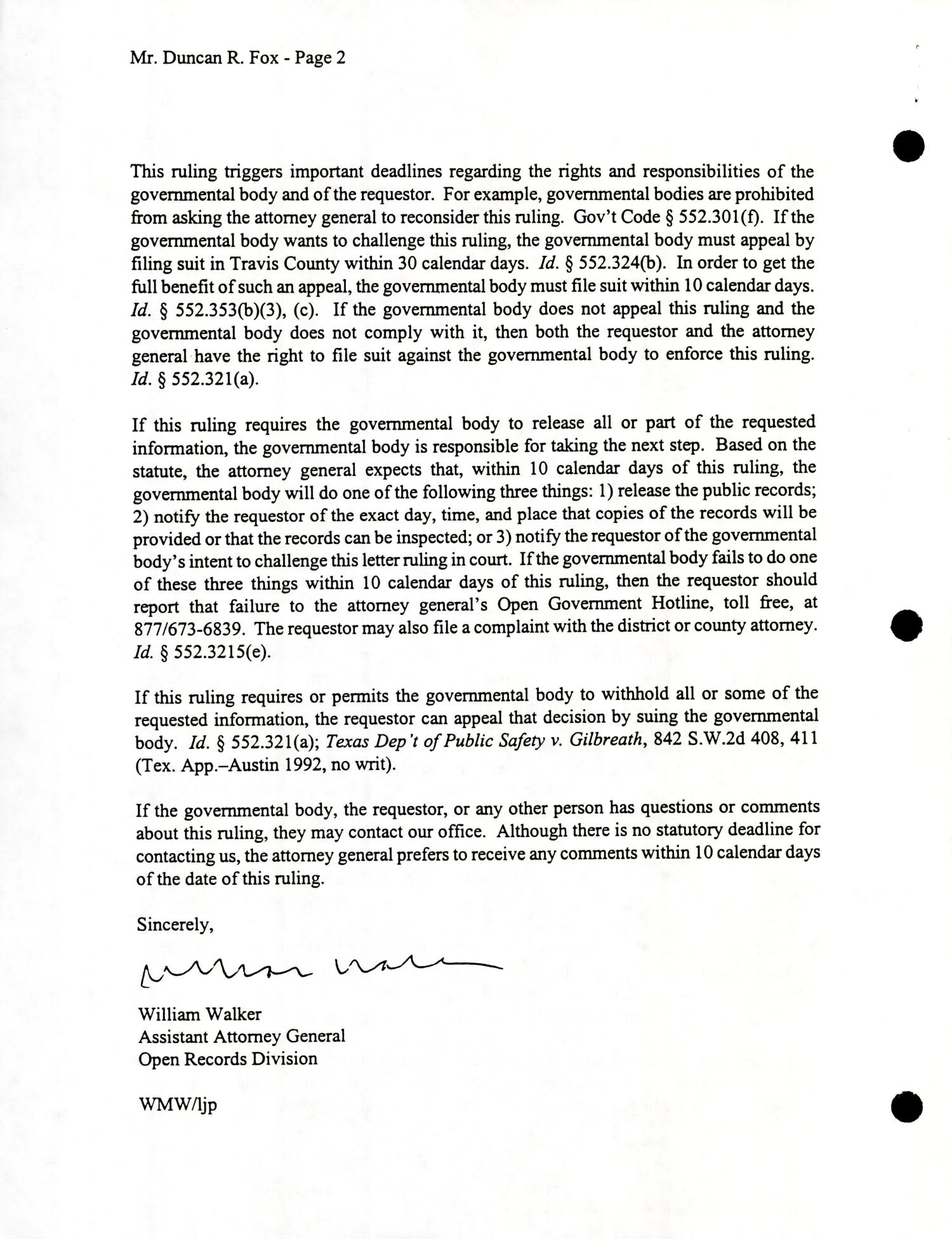Texas Attorney General Open Records Letter Ruling: OR2000-0374
                                                
                                                    Page2
                                                