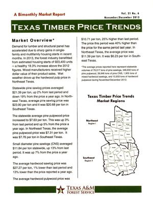 Texas Timber Price Trends, Volume 31, Number 6, November/December 2013