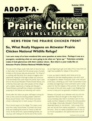 Adopt-A-Prairie Chicken Newsletter, Summer 2012