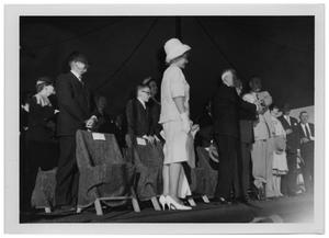 Primary view of object titled '[People Standing under a Canopy]'.