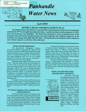 Primary view of object titled 'Panhandle Water News, April 2003'.