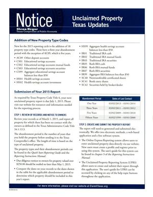 Unclaimed Property Texas Updates
