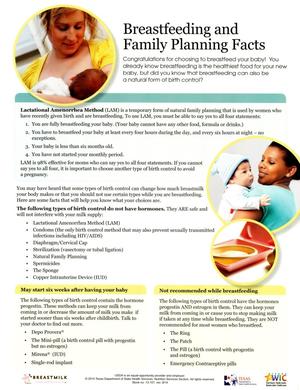 Primary view of object titled 'Breastfeeding and Family Planning Facts'.