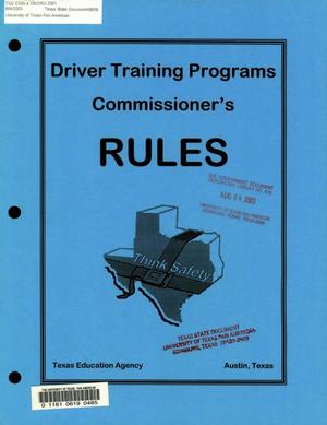 Driver Training Programs Commissioner's Rules