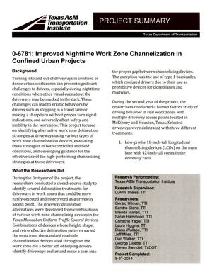 Project Summary: Improved Nighttime Work Zone Channelization in Confined Urban Projects