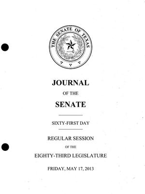 Primary view of object titled 'Journal of the Senate of Texas: 83rd Legislature, Regular Session, 2013-05-17'.