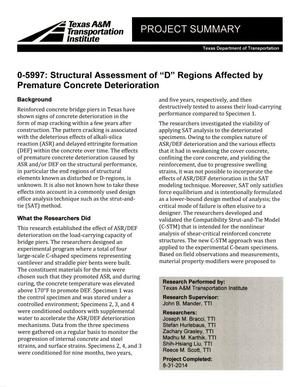 Project Summary: Structural Assessment of "D" Regions Affected by Premature Concrete Deterioration