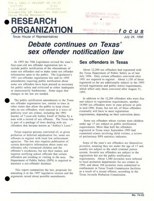 Focus Report, Volume 74, Number 23, July 1996
