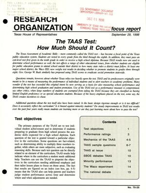 Primary view of object titled 'Focus Report, Volume 75, Number 25, September 1998'.
